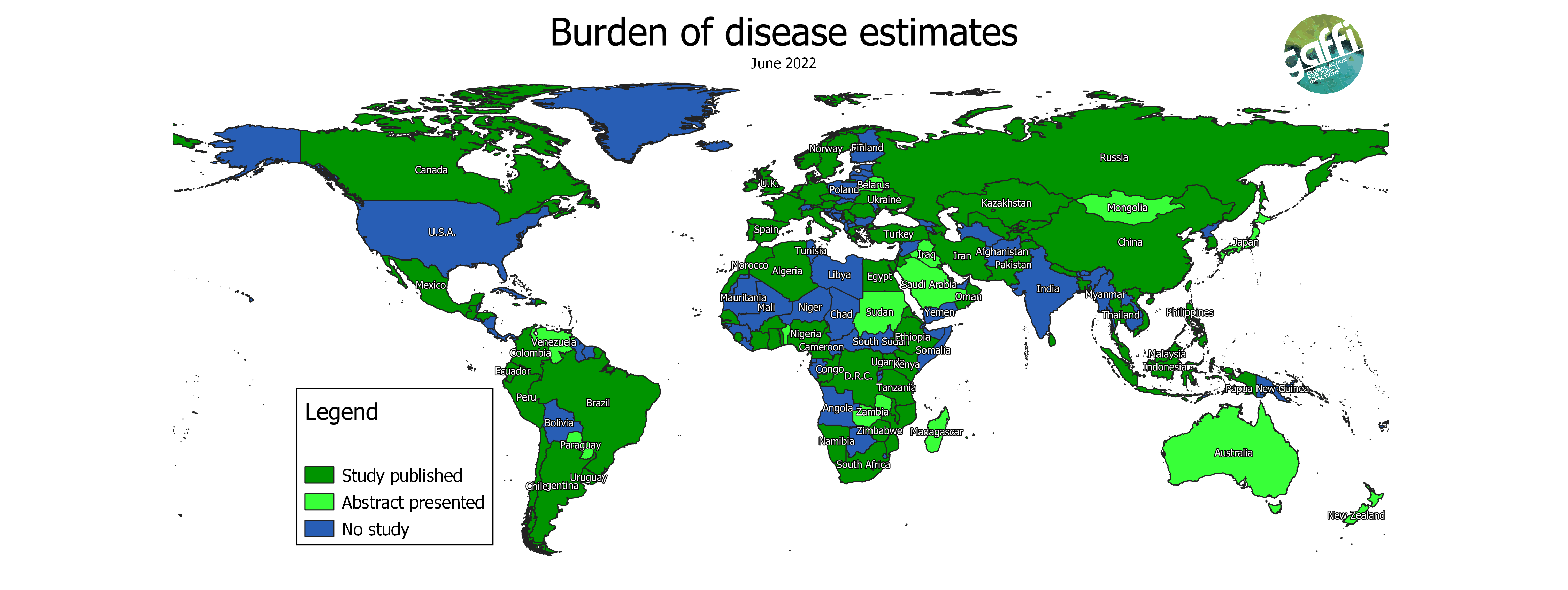 Map of Burden of fungal disease June 22