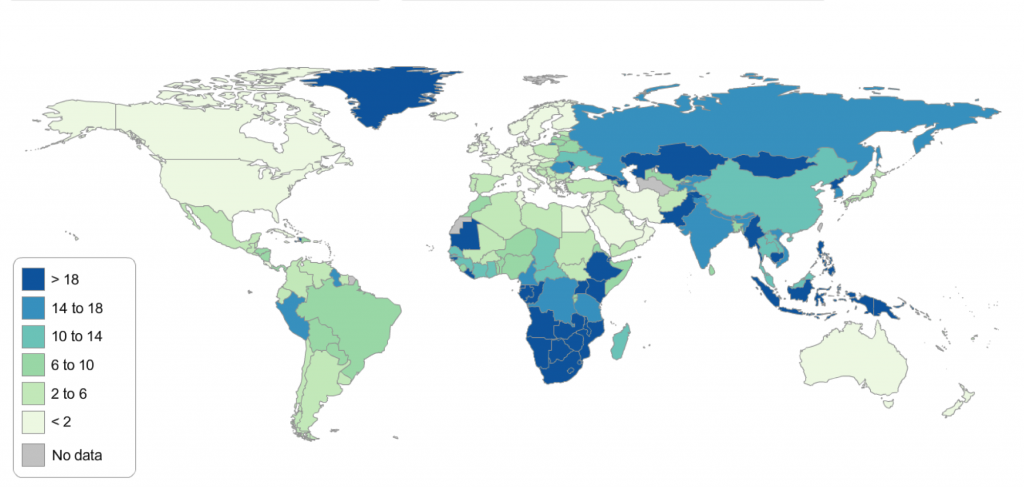 Chronic Pulmonary Aspergillosis Prevalence Map 